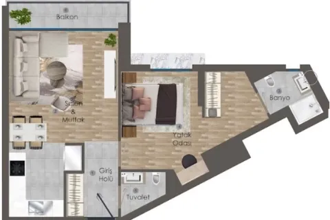 1+1 Lejlighed  i Mugla, Tyrkiet Nr. 220375 - 27