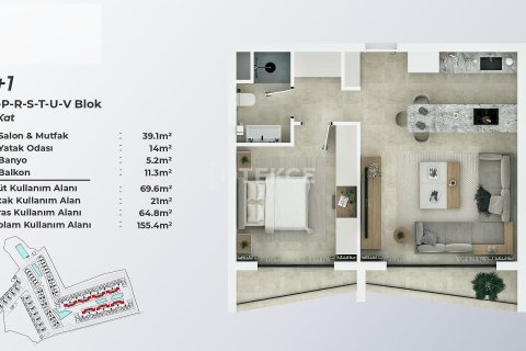 2+1 Takleilighet i Famagusta, Nr. 226974 - 15