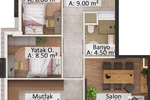 3+1 Leilighet i Mugla, Tyrkia Nr. 220189 - 10