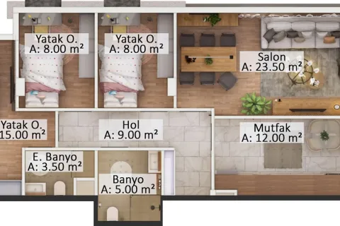 3+1 Leilighet i Mugla, Tyrkia Nr. 220188 - 10