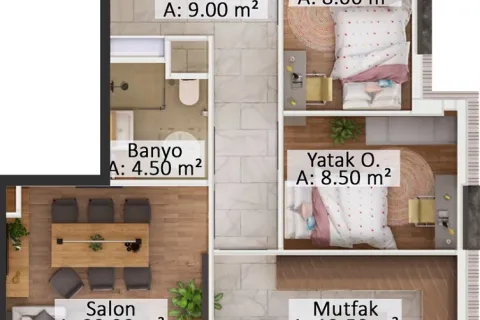 3+1 Leilighet i Mugla, Tyrkia Nr. 220190 - 10
