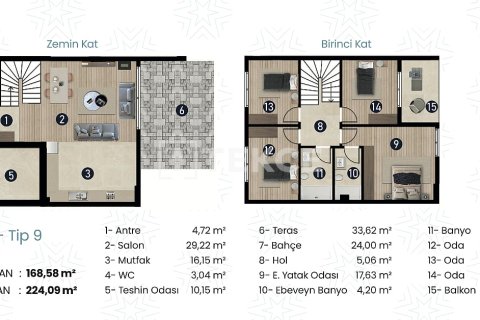 4+1 Villa  i Izmir, Tyrkiet Nr. 212585 - 13