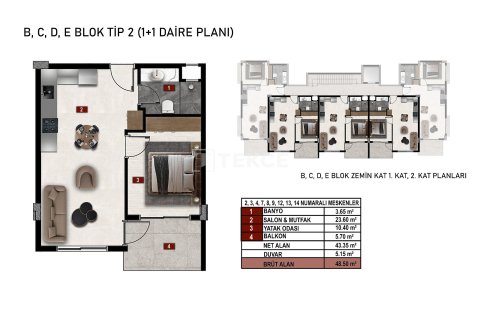 Продажа квартиры  в Аланье, Анталье, Турция 2+1, 76м2, №212537 – фото 24