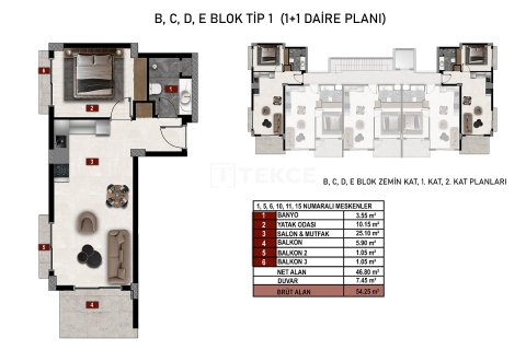 1+1 Leilighet  i Alanya, Antalya, Tyrkia Nr. 212536 - 27