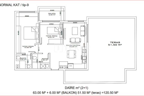 Продажа квартиры  в Аксу, Анталье, Турция 2+1, 108м2, №100157 – фото 24