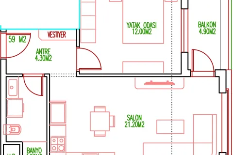 1+1 Leilighet  i Tyrkia Nr. 220224 - 12