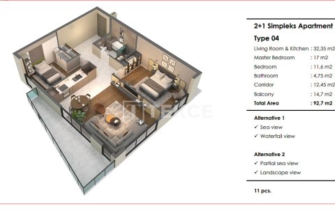 2+1 Lejlighed  i Antalya, Tyrkiet Nr. 215045 - 25