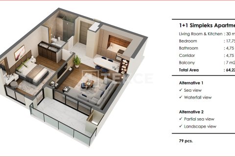 2+1 Leilighet  i Antalya, Tyrkia Nr. 215046 - 23