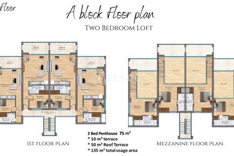 پنت هاس در  Famagusta ، ترکیه 78 متر مربع.  شماره 217244 - 17