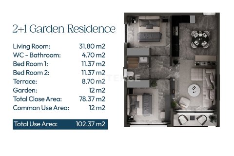 2+1 Takleilighet  i Iskele,  Nr. 221107 - 26