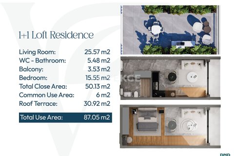 1+1 Takleilighet  i Iskele,  Nr. 221106 - 25