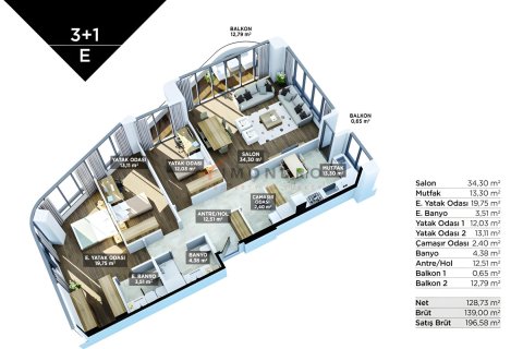 3+1 Lägenhet  i Atasehir, Istanbul, istanbul, Turkiet Nr. 221288 - 26