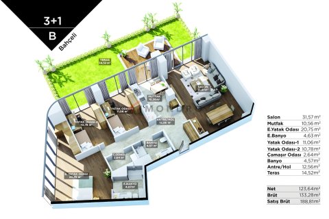 آپارتمان در Atasehir،  Istanbul ، ترکیه 4 خوابه ، 250 متر مربع.  شماره 221289 - 21