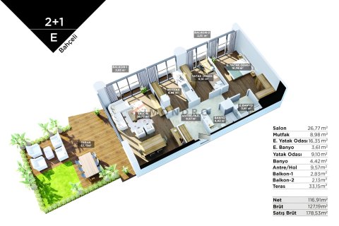 1+1 Lägenhet  i Atasehir, Istanbul, istanbul, Turkiet Nr. 221286 - 19