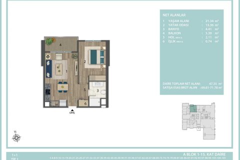Apartment for sale in Istanbul, Turkey, 1 bedroom, 70m2, No. 233932 – photo 15