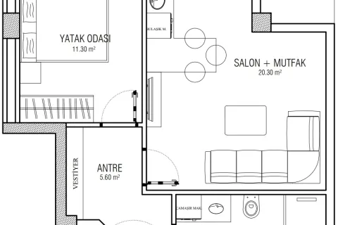 1+1 Lejlighed  i Mugla, Tyrkiet Nr. 220450 - 11