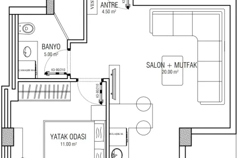 1+1 Leilighet  i Mugla, Tyrkia Nr. 220449 - 11