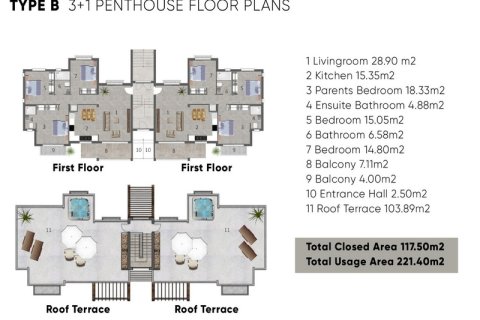 3+1 Lägenhet  i Girne,  Nr. 211824 - 24