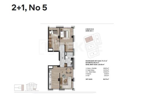 آپارتمان در  Istanbul ، ترکیه 2 خوابه ، 86 متر مربع.  شماره 217169 - 16