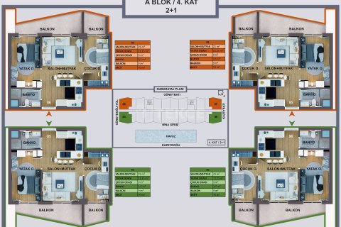 آپارتمان در  Antalya ، ترکیه 1 خوابه ، 55 متر مربع.  شماره 225302 - 23