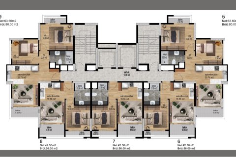 Продажа квартиры  в Мерсине, Турция 2 комн., 56м2, №227905 – фото 11