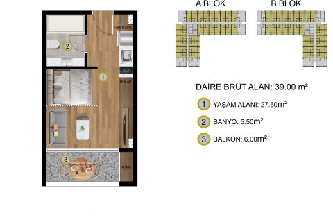 Продажа квартиры в Томюке, Мерсине, Турция студия, 39м2, №227902 – фото 10