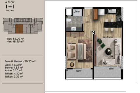 Lejlighed i Mersin, Tyrkiet Nr. 227904 - 12