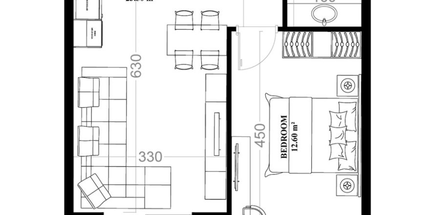 آپارتمان در در YEKTA ALARA CİTY Residence Mahmutlar ، ترکیه 1 خوابه ، 51.3 متر مربع.  شماره 222380