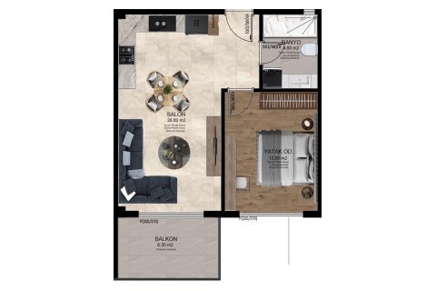 Daire SES MANSION 1+1, Alanya, Antalya, Türkiye №227590