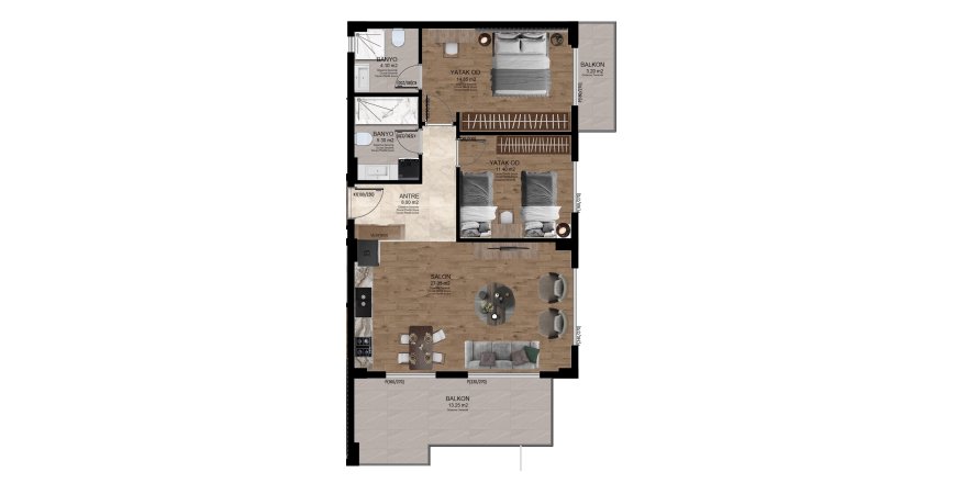 Floor plan «Planirovka 2 bedrooms - 3 etazh», 2+2 in building «Block B: Main» SES MANSION