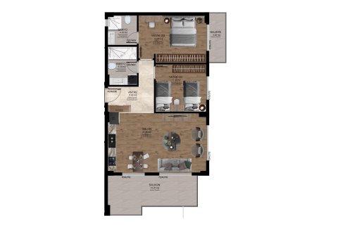 آپارتمان در در SES MANSION Alanya ، ترکیه 2 خوابه ، 96 متر مربع. شماره 227582