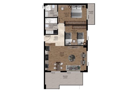 2+1 Apartment in SES MANSION, Alanya, Antalya, Turkey No. 227576
