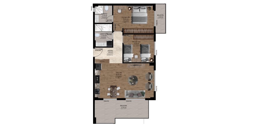 2+1 Apartment in SES MANSION, Alanya, Antalya, Turkey No. 227591