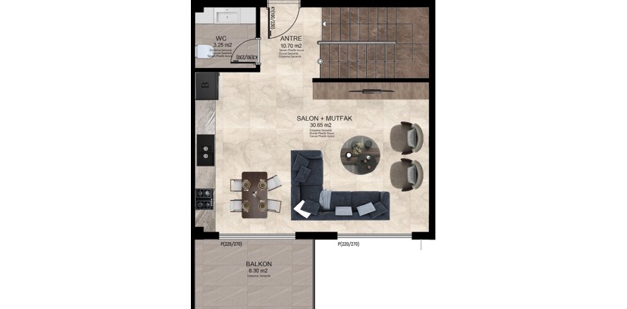 نقشه طبقه LayoutPlanirovka 2 bedrooms - 4 etazh - Dupleks (sleva)