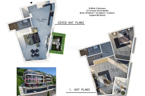 2+1 Takvåning i Alanya, Antalya, Turkiet Nr. 215177 - 17