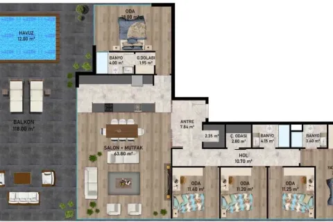 آپارتمان در  Aksu ، ترکیه 5 خوابه ، 314 متر مربع.  شماره 220783 - 12