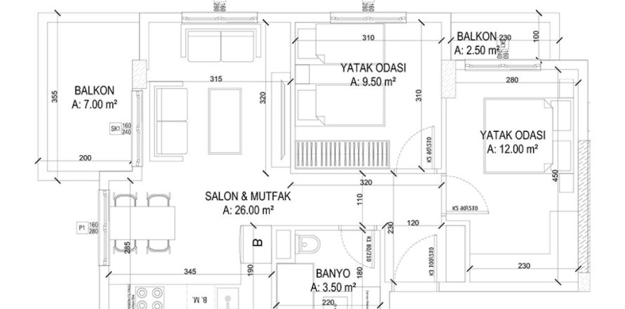 2+1 Leilighet i Yekta Ada Life Residence, Mahmutlar, Antalya, Tyrkia Nr. 226335