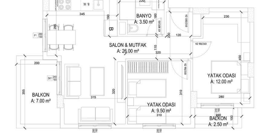 2+1 Leilighet i Yekta Ada Life Residence, Mahmutlar, Antalya, Tyrkia Nr. 226334