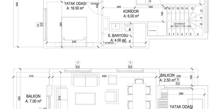 Floor plan «12», 3+1 in Yekta Ada Life Residence
