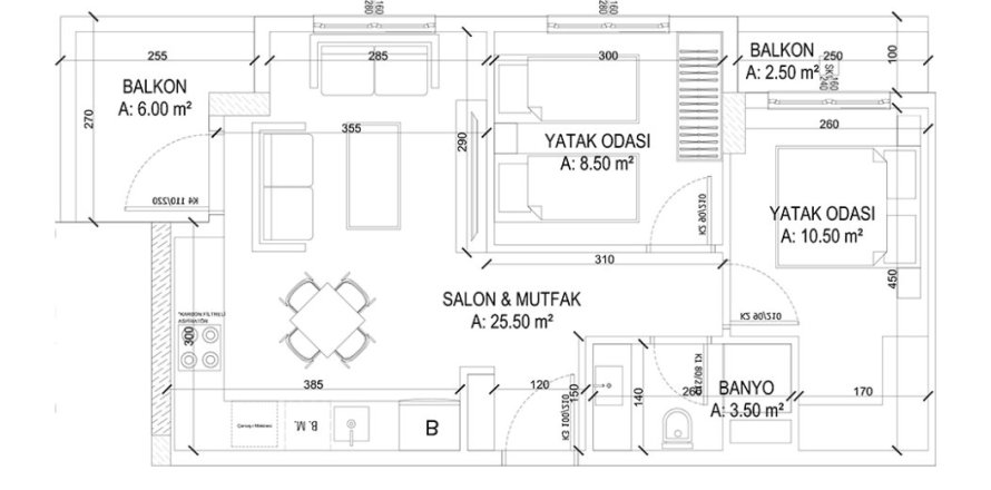 2+1 Leilighet i Yekta Ada Life Residence, Mahmutlar, Antalya, Tyrkia Nr. 226340