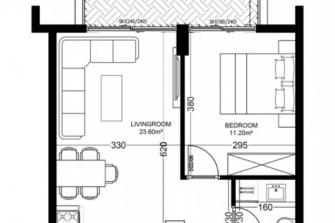 آپارتمان در در Yekta Golden Valley Oba ، ترکیه 1 خوابه ، 54.2 متر مربع.  شماره 160700