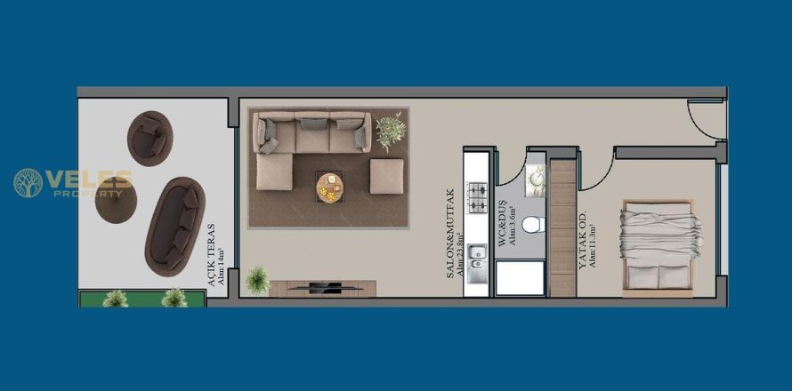 1+1 Apartment  in Esentepe, Girne, Northern Cyprus No. 221373