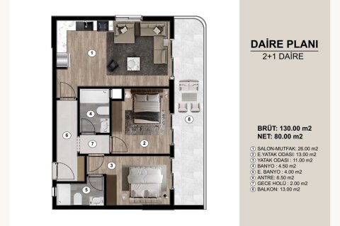 Продажа квартиры  в Эрдемли, Мерсине, Турция 2 комн., 78м2, №227857 – фото 28