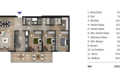 Продажа квартиры  в Анкаре, Турция 3 комн., 107м2, №227859 – фото 8