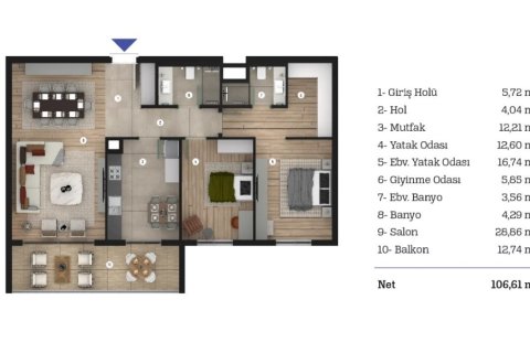 Продажа квартиры  в Анкаре, Турция 3 комн., 107м2, №227859 – фото 7
