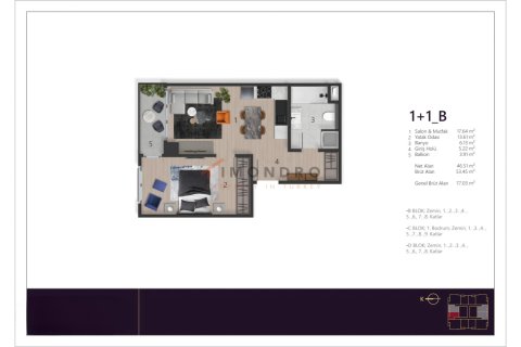 Продажа квартиры  в Бейоглу, Стамбуле, Турция 1+1, 72м2, №212440 – фото 11